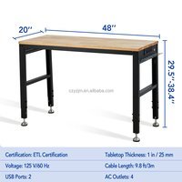 Banc de travail réglable en hauteur de 48 pouces, 6 niveaux de réglage, capacité de charge de 2000 lb, banc de travail robuste pour garage, atelier, OEM