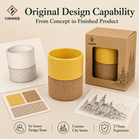 Tasses en céramique personnalisables avec design magnétique puissant et fond en liège, tasses rondes avec plateau – Logo personnalisé