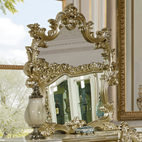 Europäische Royal Massivholz Rich Hand geschnitzte Antike Eastern California King Schlafzimmer Set Leder Polster Kopfteil Rokoko