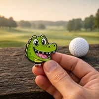 Badge en métal émaillé personnalisé de haute qualité OEM ODM, motif crocodile/alligator, pour club de golf, cadeau souvenir, clip de chapeau, épingles, marqueur de balle de golf
