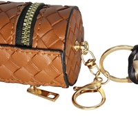 Étui à rouge à lèvres en cuir PU tressé, porte-clés cylindrique, support portable pour brillant à lèvres et vernis à ongles, pochette cosmétique pour sac à main