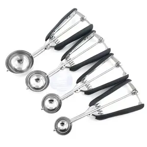 Thép không gỉ Kem Scoop với kích hoạt phát hành Cookie Scoop Set dưa cupcake muỗng phụ kiện nhà bếp Baking công cụ