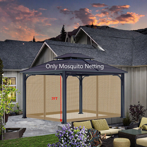 Moustiquaire universelle de remplacement pour gazebo 4 portes en PVC, avec rideaux latéraux à fermeture éclair pour jardin et patio - Product Image 3