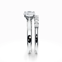 Set Perhiasan Pernikahan Berlian Solitaire Klasik SGARIT Custom, Emas 18K, Berlian Buatan Laboratorium, Potongan Brilian 2ct VS D, Sertifikat IGI