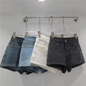PEEQI 2026 Shorts de Mezclilla Ajustados con Pedrería y Cintura Alta para Mujer - Product Image 1