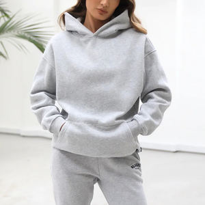 Sweat-shirt décontracté à capuche pour femme sans fermeture éclair, respirant, en polyester/coton écologique, avec poche avant - Product Image 3