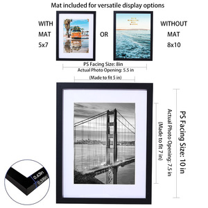 Custom Large Size Factory Wholesale Black Wall <strong>Mounted</strong> Tabletop Picture Display Solid Wood Photo <strong>Frame</strong> <strong>With</strong> Mat - Product Image 6