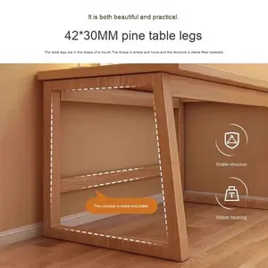 Banco de trabajo de madera maciza moderno y contemporáneo, mesa de escritorio pequeña y sencilla para el hogar, dormitorio u oficina, aprendizaje - Product Image 3