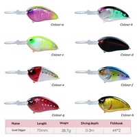 Leurre de pêche en mer pour eaux profondes, ABS, type crankbait, 70mm 28g, flottant et coulant 0-3m, lancer longue distance, profondeur 3m, pour bar.