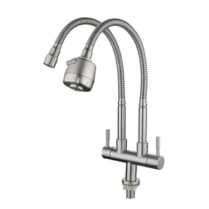 TB-6035B rubinetti per lavello da cucina flessibili per acqua fredda a doppia maniglia con 2 teste