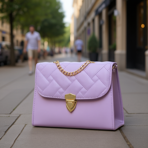 Bolso Bandolera Kaori Lila para Mujer de Fana, Cuero Genuino Acolchado, Impermeable, Decoración con Remaches, Correa Única, Estilo Moderno - Product Image 2