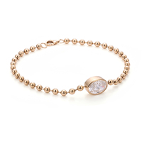 Bracelet en or jaune 18 carats personnalisé avec diamants de laboratoire ovales et ronds, chaîne à perles, 1,5 carat, cadeau pour femme