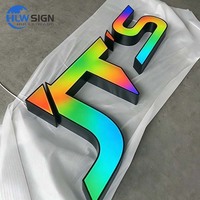 Enseigne LED RGB pleine couleur en lettres canal en acrylique avec bordure en acier inoxydable pour extérieur