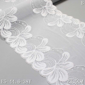 <strong>Stock</strong> Charming 23CM White Nylon Mesh Big Fancy Flower <strong>Stretch</strong> <strong>Lace</strong> Trim Elastic <strong>Lace</strong> <strong>Fabric</strong> for Women Dress Bra - Product Image 6