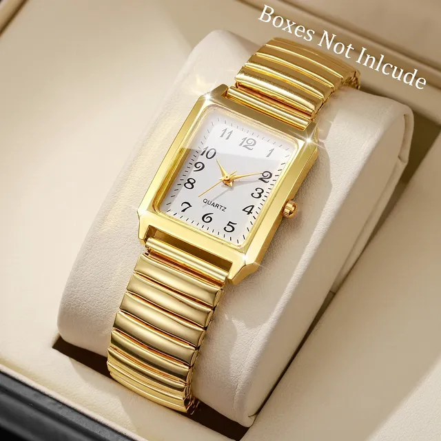 Fashion Rectangular Arabic Dial Women Watch Casual Elastic Strap Quartz Wristwatch for Ladies