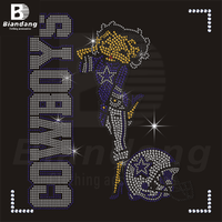 Transfert à Chaud Betty Boop Strass Autocollants Fournisseur Personnalisé Motif Fille Logo Feuilles Strass Appliqués pour Vêtements