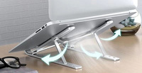 Grande promotion vente chaude support d'ordinateur portable en aluminium avec réglage de la hauteur support de tablette portable de conception de refroidissement et pliable