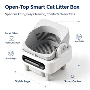 Litière Intelligente Carrée en Plastique à Couvercle Ouvert pour Chats, Contrôle par Application, <span class=keywords><strong>Robot</strong></span> Nettoyant Automatique pour Plusieurs Chats - Vente en Gros Usine - Product Image 2