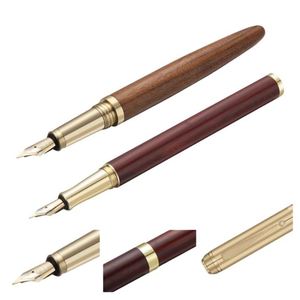 High Quality Eco-Friendly Retro Luxury Classical Natural Wood Art Tips Cap-Off Copper Craft Brass Fountain <b>Pen</b> Ballpoint <b>Pens</b> - Product Image 2