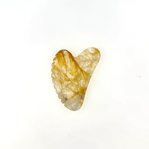 Gezichts Tilgereedschap Goudgeel Kwarts Citrien Guasha Gereedschap Kristal Citrine Guasha Steen Lymfedrainage Tool Met Tanden - Product Image 2