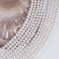 Perles d'eau douce Akoya blanches en forme de pomme de terre, rondes, en vrac, de 3-5 mm et 4-5 mm, pour la fabrication de bijoux (vente en gros)