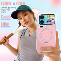 Étui magnétique hybride TPU PC pailleté 360 °   Support rotatif antichoc avec protection intégrale pour Xiaomi 17 Pro Max 15T