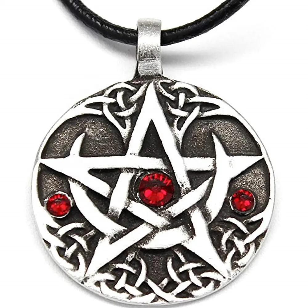 Antique Silver Plated Vintage Styles Meta Inlaid Talisman Pagan Venus Love Pentacle Wiccan Amulet Necklaces For Men