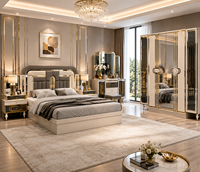 Ensemble de meubles de chambre à coucher de luxe de style turc, lit rembourré avec rangement, armoire, commode, ensemble de chambre à coucher taille King ou Queen