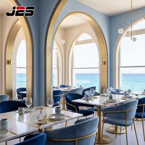 Juego <span class=keywords><strong>de</strong></span> Mesa y Sillas <span class=keywords><strong>de</strong></span> Diseño Interior para Restaurante Moderno, con Asientos <span class=keywords><strong>de</strong></span> Terciopelo Personalizados J2S y Mesa Cuadrada con Tapa <span class=keywords><strong>de</strong></span> Mármol - Product Image 1