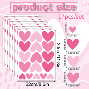 Adesivi <span class=keywords><strong>Murali</strong></span> Riutilizzabili Personalizzati in Vinile PVC Impermeabili Resistenti ai Raggi UV a Forma di Cuore Rosa Carini Romantici - Product Image 4
