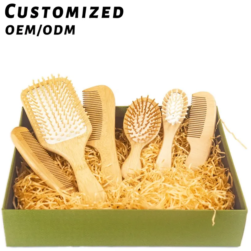 Spazzola per capelli in bambù con Logo personalizzato con setole di cinghiale in legno di vendita calda con etichetta privata per le donne all'ingrosso popolare spazzola per capelli di alta qualità