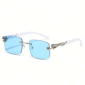Gafas de Sol Cuadradas sin Montura con Decoración de Guepardo Metálico, Personalizadas con Logotipo, Moda 2025, Protección UV400, para Hombre y Mujer - Product Image 5