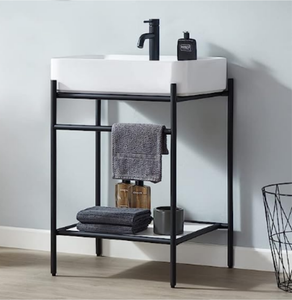 Cadre en acier dans un banc de bassin noir mat Suite minimaliste Appartement Coiffeuse Composant <span class=keywords><strong>Bureau</strong></span> Vanity <span class=keywords><strong>Console</strong></span> Hauteur réglable - Product Image 6