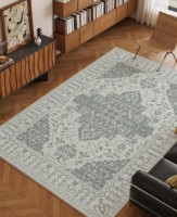 Tapis YOHD à motif floral persan en polyester, à poils ras, fabriqué à la machine, résistant à l'usure, lavable, antidérapant, résistant aux taches, pour la maison et le camping