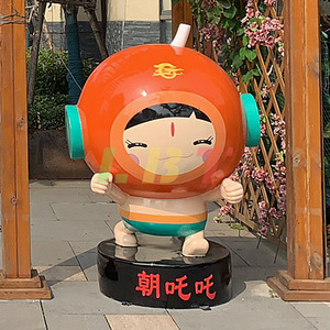 Escultura de Personaje de Dibujos Animados en Fibra de Vidrio, Estilo Chino Personalizado, Decoración para Entrada de Tienda, Figura Decorativa, Instalación Artística - Product Image 4