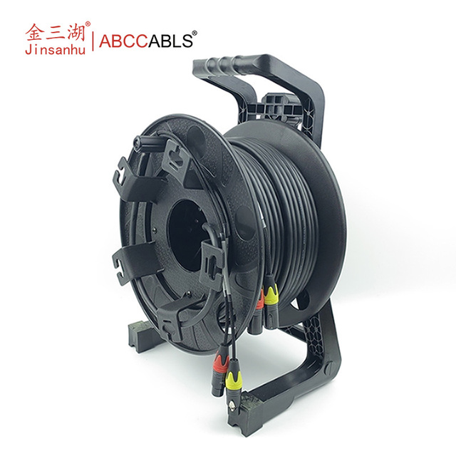 ABCCABLS Dual XLR Audio Cable Reel, OFC Oxygen-Free Copper Balanced Microphone Cable with Reel for Stage & Studio