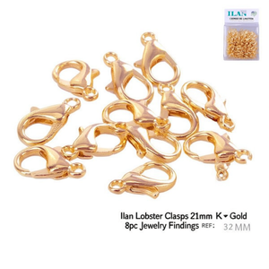 Chiusure a Moschettone Ilan 21mm in Oro K, 8 Pezzi, Accessori per Gioielli - Product Image 3