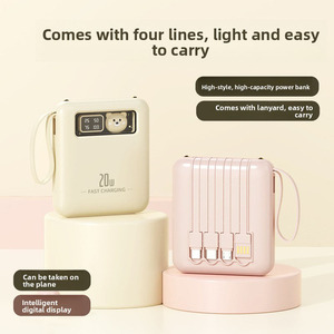 <span class=keywords><strong>Batterie</strong></span> <span class=keywords><strong>externe</strong></span> portable 20000mAh 20W à charge rapide, design ours mignon, câble intégré, affichage LED, lampe torche - Product Image 2
