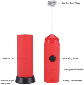 Vente chaude Nouveau Design 2 Fouets Noir Électronique Café Au Lait Frother Mixer Pour Le Ménage À main Mousseur À Lait Avec Support - Product Image 3