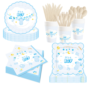 ชุดอุปกรณ์ตกแต่งงานเลี้ยงเปิดเผยเพศลูกน้อย DAMAI สำหรับทีมเด็กชาย จานกระดาษ ผ้าเช็ดปาก ของใช้บนโต๊ะอาหารแบบใช้แล้วทิ้งสำหรับงานเลี้ยงฉลองทารก สำหรับแขก 8 ท่าน - Product Image 5