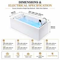Baignoire de massage autoportante moderne en acrylique certifiée CE, avec jets d'eau et d'air, écologique, pour hôtels et villas