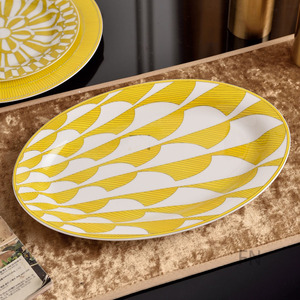 Yellow <b>Bone</b> <b>China</b> Dinnerware 32 pcs <b>Set</b> Ceramic Plate Bowl Cup <b>Set</b> Gold Inlay Round Tableware for Home Gift - Product Image 5