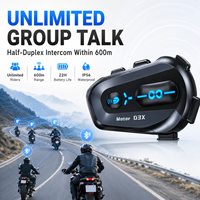 Casque de moto avec interphone de groupe 5.4, communication un-vers-plusieurs, partage de musique semi-duplex, IPX6, 1000mAh