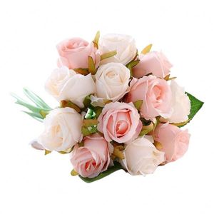 Ramo de 12 Rosas Artificiales de Seda para el Día de San Valentín, Arreglo Floral para el Hogar, Oficina, Fiestas, Decoración de Bodas - Product Image 1