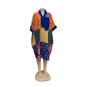 Nuevo vestido suelto informal de talla grande caftán estampado de retazos de moda de verano para mujer africana - Product Image 5