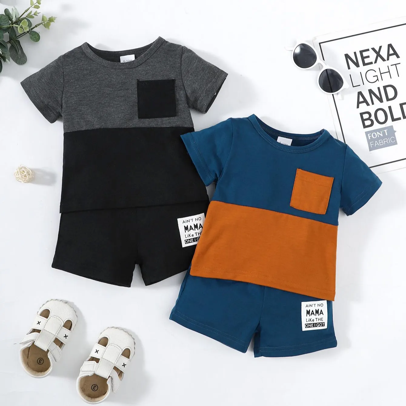 Toptan yaz erkek giyim setleri bebek çocuk Boy pantolon ve T-Shirt seti