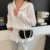 2025 nouvelle perle chaîne Clip coquille sac Style chinois littéraire dames sac à bandoulière dentelle fleur Polyester mode sac à bandoulière