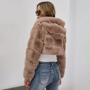 Vestes en fausse <span class=keywords><strong>fourrure</strong></span> grande taille pour femmes avec capuche manteaux courts en fausse <span class=keywords><strong>fourrure</strong></span> pour dames - Product Image 3