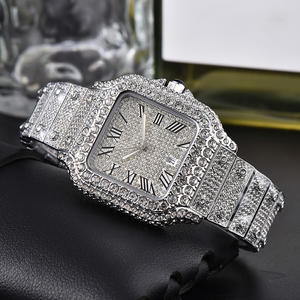 Reloj de Pulsera de Cuarzo de Acero Inoxidable de Alta Calidad y Estilo Moderno, Reloj de Hombre con Diamantes Completos Estilo Hip-hop de 40 mm - Product Image 1