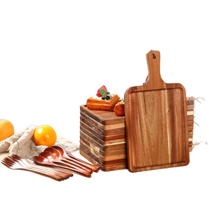Juego de bandejas de madera con asa para servir frutas, bocadillos, pan, uso en la cocina - Product Image 1